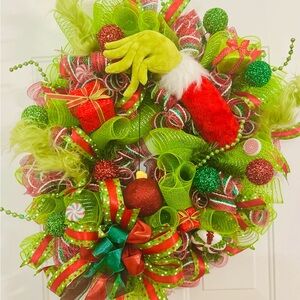 Festive Green and Red Holiday Wreath
